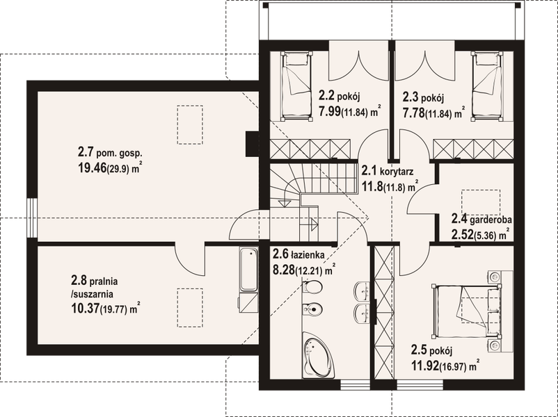 Poddasze projektu Gładyszów 36 gg dws