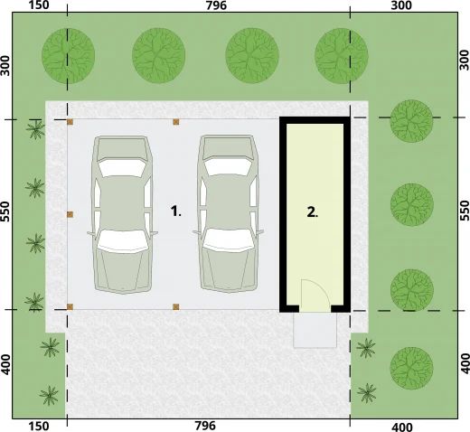 Parter projektu G48 wiata garażowa