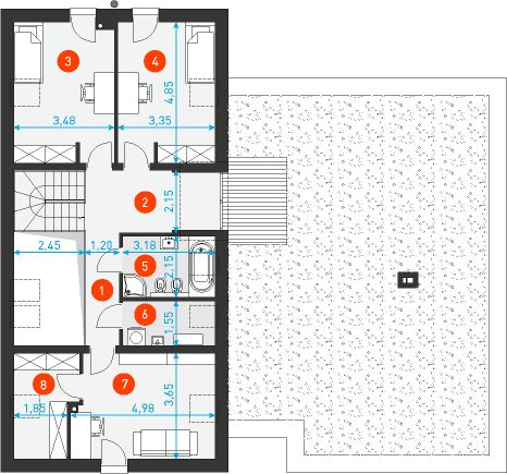 Poddasze projektu Nowoczesny 1