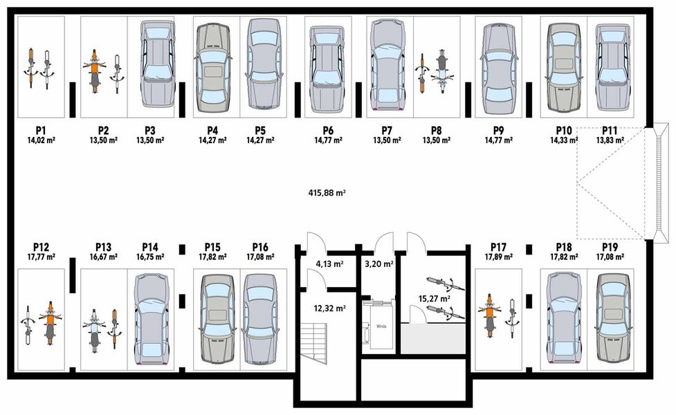 Piwnica projektu Saturn Budynek wielorodzinny