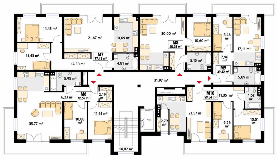 Piętro 1 projektu Saturn Budynek wielorodzinny