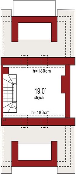 Projekt domu Diana A segment prawy - rzut poddasza ii, dom liczy 3 pokoje, 3 łazienki i wc
