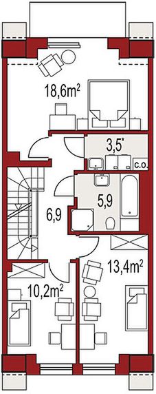 Poddasze projektu Diana A segment środkowy