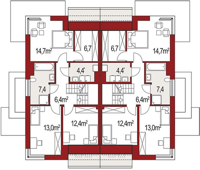 Poddasze projektu Diana Grande B bliźniak