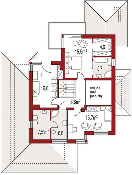 Piętro 1 projektu Carmen Magdalena A z piwnicą