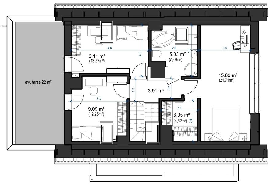 Poddasze projektu Domidea 60 G