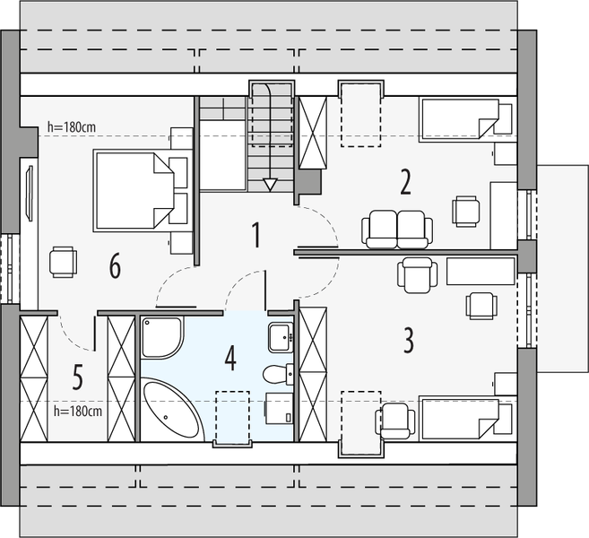 Poddasze projektu Eryk modern b