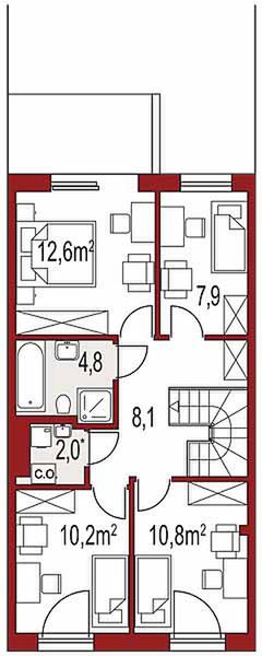 Piętro 1 projektu Katrina segment środkowy