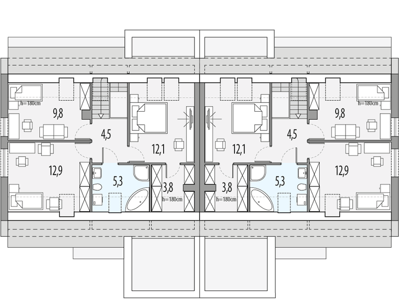 Poddasze projektu Vivien a - bliźniak pl+p