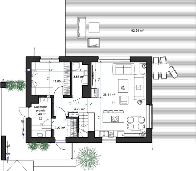 Parter projektu Domidea 58 - 6 pokojowy