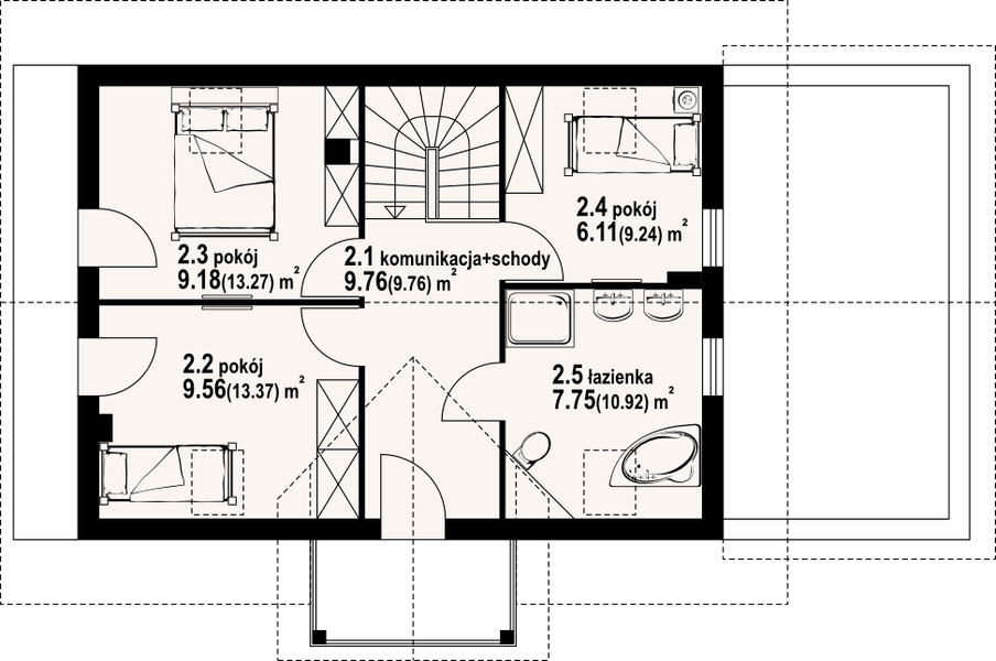 Poddasze projektu Zawoja 23 dwst