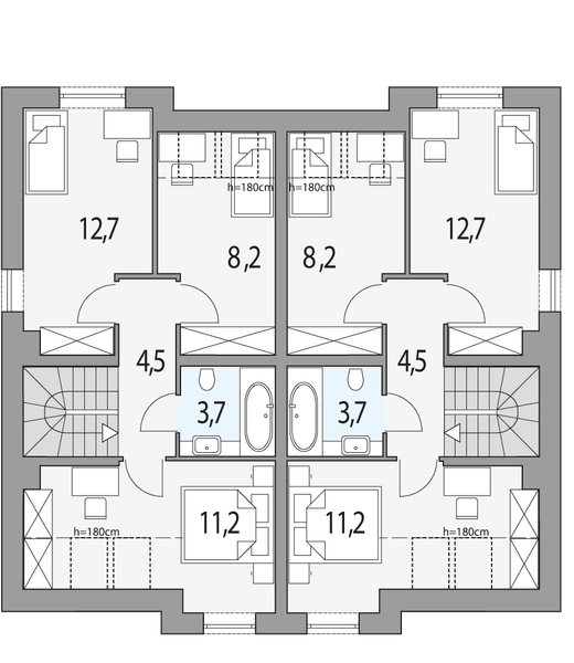 Poddasze projektu Emilia - dwulokalowy l+ll