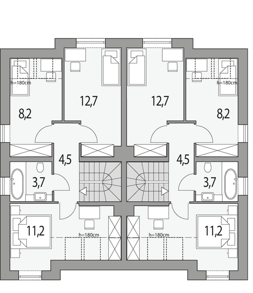 Poddasze projektu Emilia - dwulokalowy pl+p
