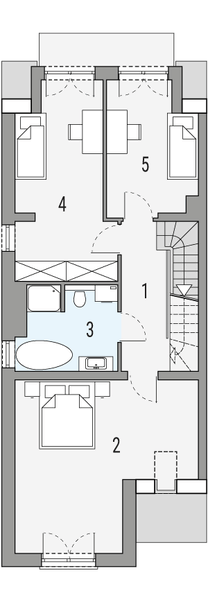 Piętro 1 projektu Erwin - bliźniak PLP