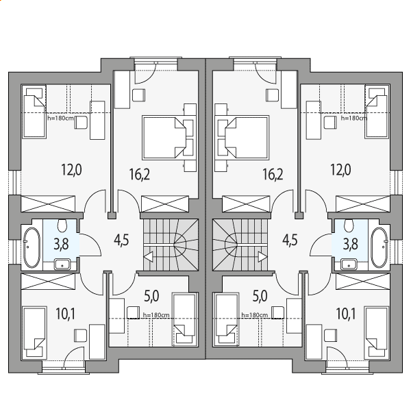 Poddasze projektu Emil - bliźniak pl+p