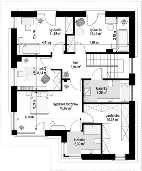 Piętro 1 projektu Tytan wariant B