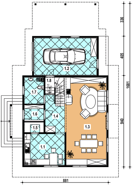 Parter projektu A-143 Dom warszawska szkieletowy