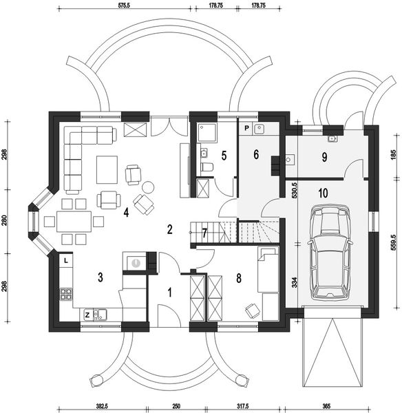 Parter projektu Dom Dla Ciebie 1 z garażem 1-st. [A]