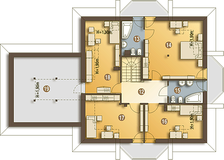 Poddasze projektu Dzierlatka III styl z garażem 2-st. [A]