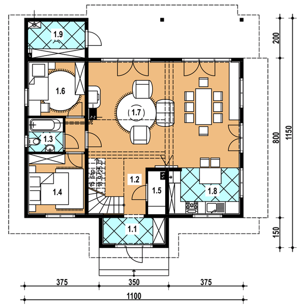 Parter projektu A-145 Dom miodowa szkieletowy