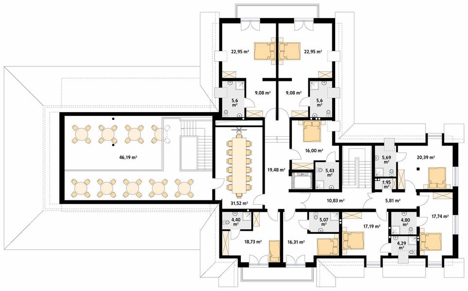 Poddasze projektu Libera Pensjonat, Hotel, Dom weselny