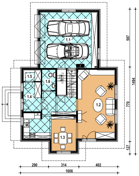 Parter projektu A-147 Dom szkieletowy