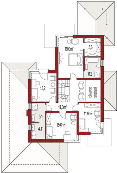 Piętro 1 projektu Carmen Magdalena lux