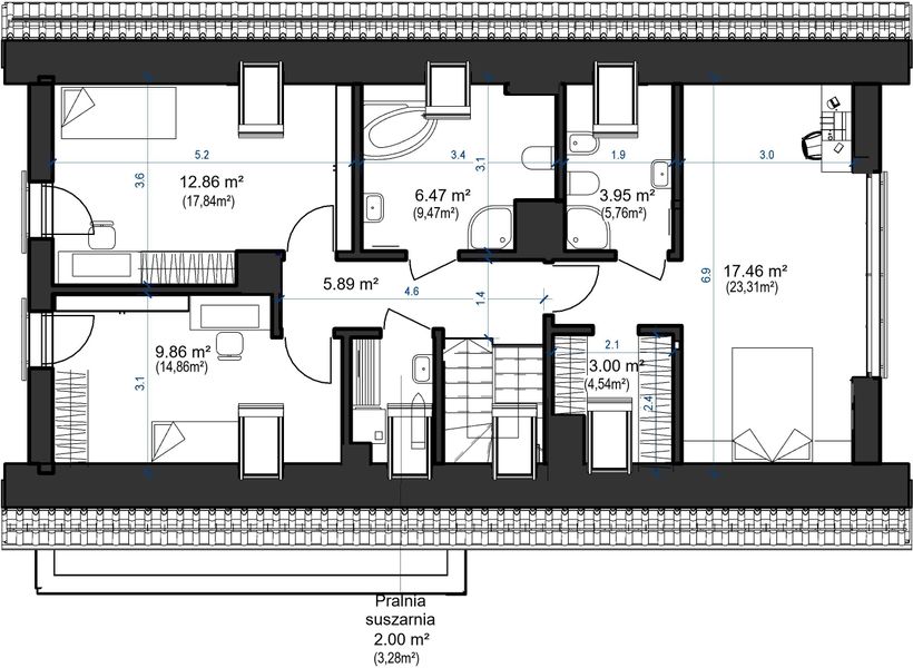 Poddasze projektu Domidea 58 dG