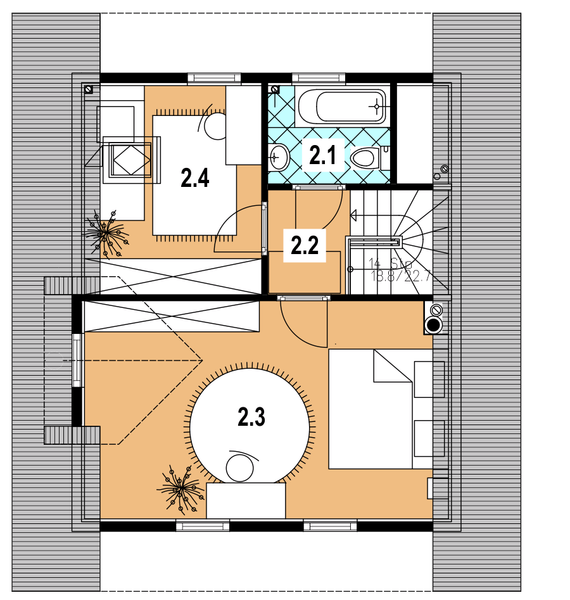 Poddasze projektu A-146 Dom dębowa z bali