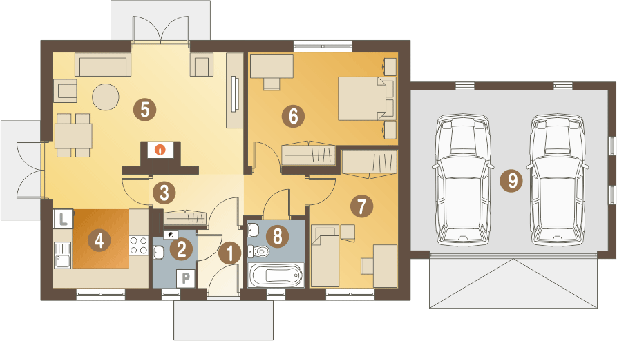 Parter projektu Małgosia z garażem 2-st. [A1]