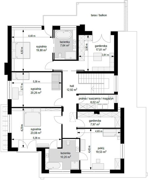 Piętro 1 projektu Oceanic wariant B