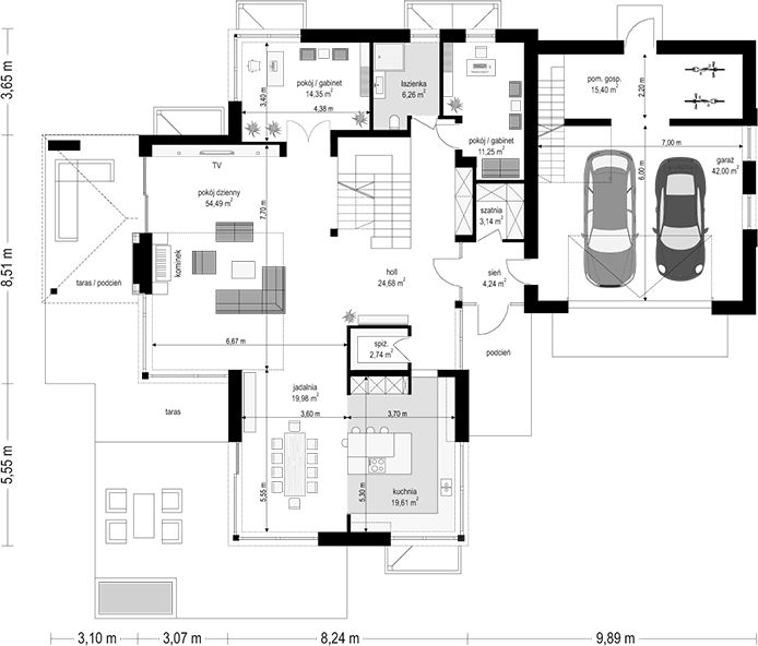 Parter projektu Dom z widokiem wariant D