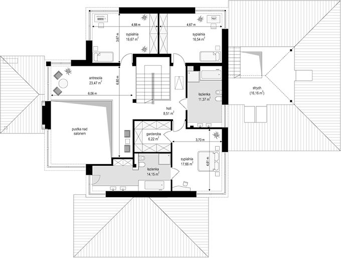 Piętro 1 projektu Dom z widokiem wariant D