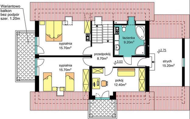 Poddasze projektu BW-46 wariant 4