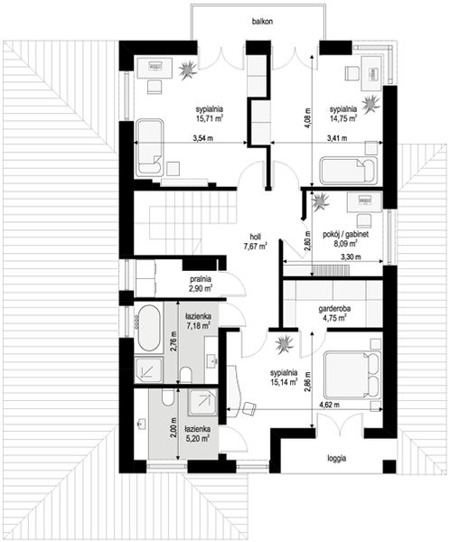 Piętro 1 projektu Kasjopea 7 B