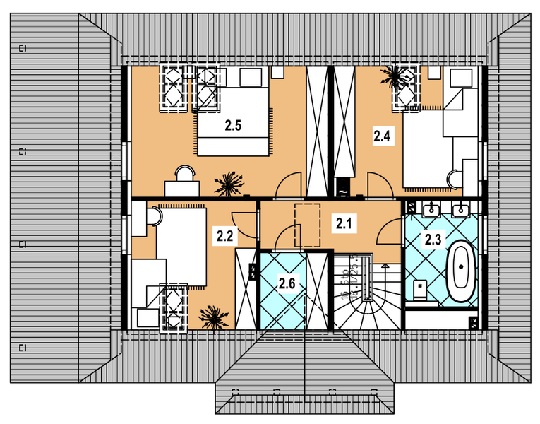 Poddasze projektu A-149 Dom z bali