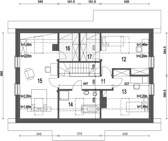 Poddasze projektu Westa z garażem 1-st. [A]
