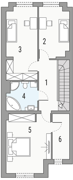 Piętro 1 projektu Konrad 1 - segment lewy