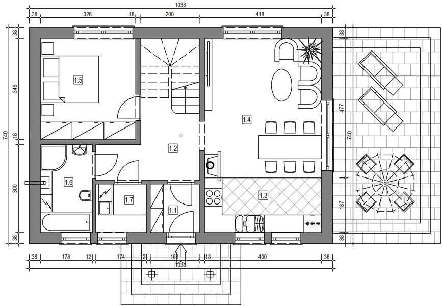 Parter projektu Domek Lipowy (020 ET)