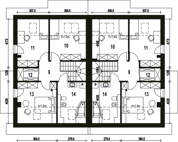Poddasze projektu Głuszec bez garażu bliźniak [B-BL]