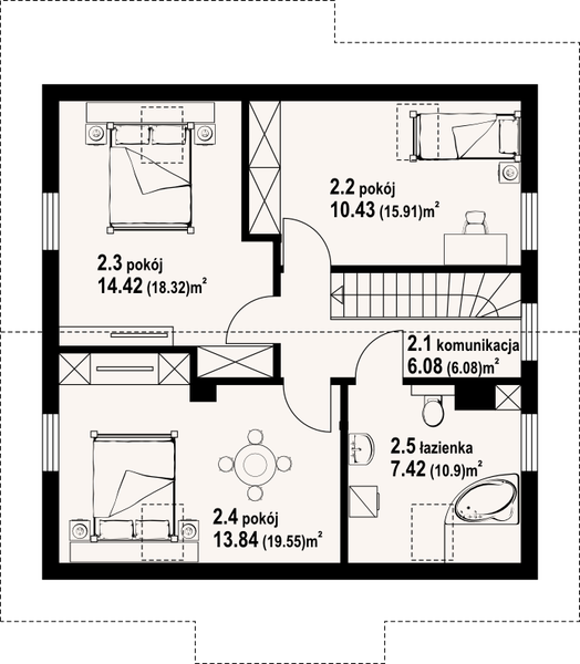 Poddasze projektu Stopnica 3 dws