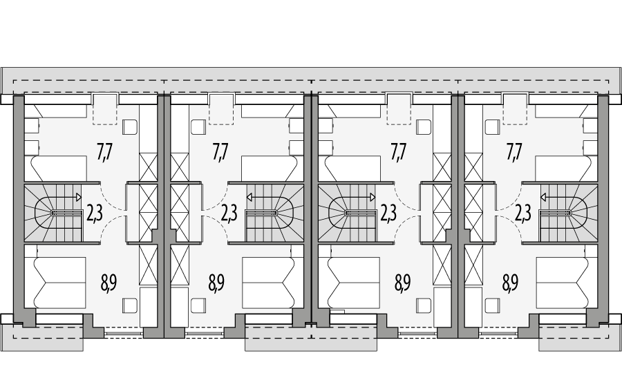 Poddasze projektu Morski 1 - szereg l+sl+s+ll