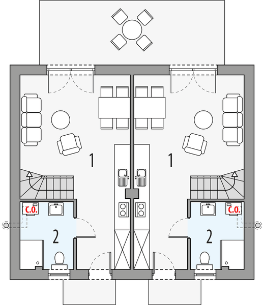Parter projektu Morski 1 - dwulokalowy LLL