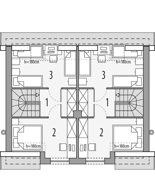 Poddasze projektu Morski 1 - dwulokalowy LLL