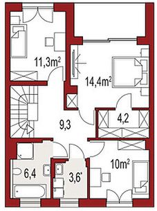 Piętro 1 projektu Ania segment środkowy