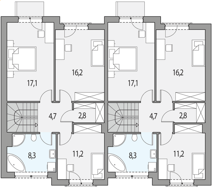Piętro 1 projektu Kamil dwulokalowy