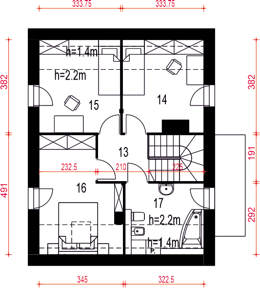 Poddasze projektu Grab z garażem 1-st. [A]