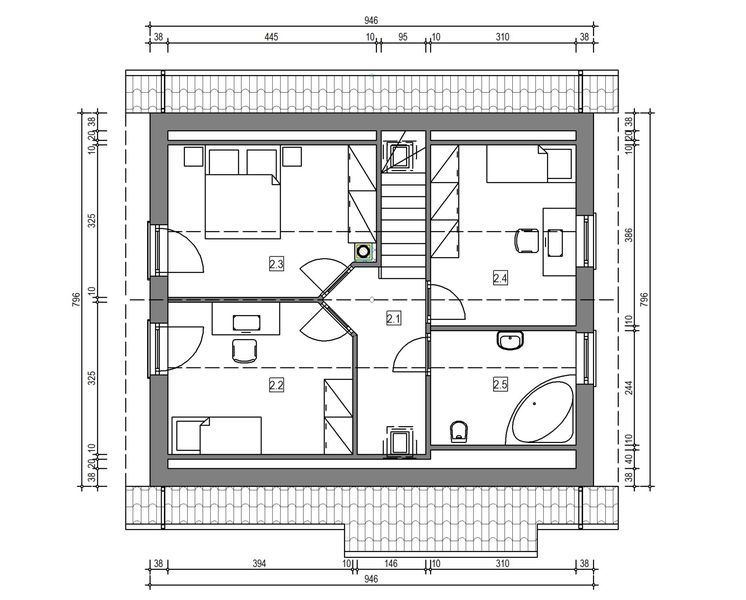 Poddasze projektu Domek Nieduży MINI ET (010 ET MINI)