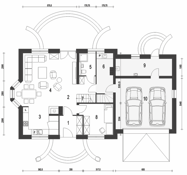 Parter projektu Dom Dla Ciebie 1 z garażem 2-st. [A1]