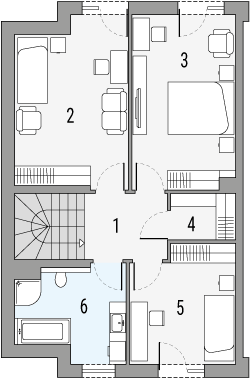 Piętro 1 projektu Oskar 1 - segment lewy